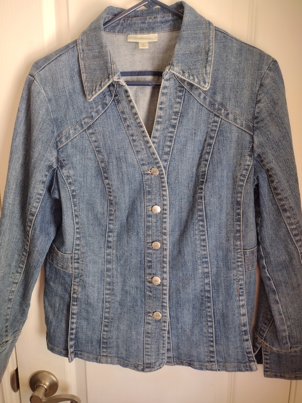 Dress BarnDenim Button-Front Jacket - Light Blue Size Medium